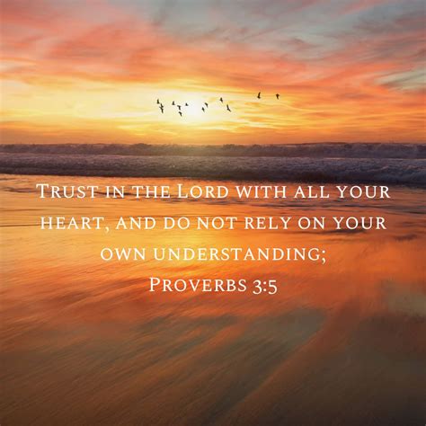 Rely not on your own understanding - Proverbs 3:5 — New American Standard Bible: 1995 Update (NASB95) 5 Trust in the Lord with all your heart. And do not lean on your own understanding. Trust in the LORD with all your heart and lean not on your own understanding;